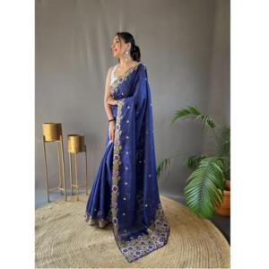 Ropa étnica elegante de moda Premium para mujer, Sari de seda de diseñador para bodas y fiestas, opciones de ropa a los mejores precios - Product Image 1