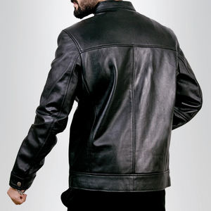 Chaqueta de Invierno de Cuero Genuino para Hombre, Diseño de Diseñador, Venta al por Mayor OEM, Cuello Alto, Logotipo Frontal, Impermeable, Resistente al Viento, Color Personalizado, Ropa Exterior - Product Image 2