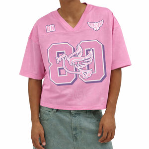 Camiseta Deportiva Corta Extra Grande para Mujer, Estilo Jersey de Fútbol, Azul Marino, Malla, Cuello en V, Ropa Deportiva Urbana para Chicas - Product Image 2