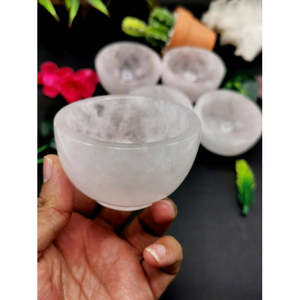 Magnifiques bols ronds en quartz rose sculptés à la main - 3 pouces de diamètre et 200 g (0,44 lb) - UN SEUL BOL - Product Image 3