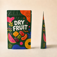 Op maat bedrukte, gerecyclede, herbruikbare stand-up pouch voor groene matte gedroogde fruitgummies, voedselverpakking