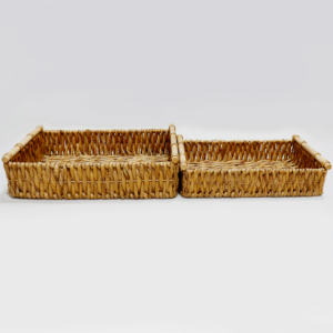 Lot de 2 paniers de rangement en jacinthe d'eau tissés à la main, poignées, design moderne et écologique, Artex Dong Thap, vente en gros - Product Image 4