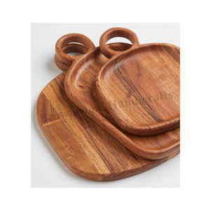 Plateau en bois fait main de forme rectangulaire de couleur finie en bois de haute qualité de 15mm d'épaisseur Lot de 3 de l'Inde - Product Image 1