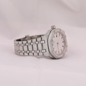 Reloj elegante de acero inoxidable para hombre de última tendencia Diamante de moissanita completamente helado con relojes de claridad VVS mejorados - Product Image 3