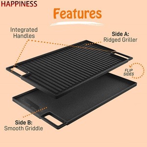 <span class=keywords><strong>Plaque</strong></span> de cuisson en <span class=keywords><strong>fonte</strong></span> pré-assaisonnée professionnelle, antiadhésive, pour une utilisation générale sur cuisinière à gaz et à induction - Product Image 4