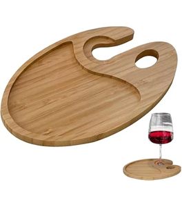 Assiettes à vin et apéritif en bois rondes au design exclusif pour Noël et la Saint-Valentin Meilleur décor de table pour les occasions - Product Image 4