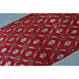 Alfombra de lana Roja turca Vintage 4,2X8,6 pies área grande rectángulo patrón abstracto para entrada pasillo 10mm de espesor nuevo modelo - Product Image 5