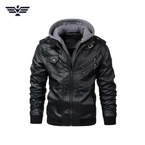 Automne hommes Moto Style manches longues couleur personnalisée en cuir PU Biker veste Slim Fit Design Unique col montant fermeture éclair dos - Product Image 1