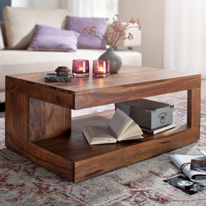 Mesa de Centro Extensible Moderna de Madera Maciza de Primera Calidad, Color Personalizado, Diseño Personalizable con Acabado en Nogal - Product Image 1