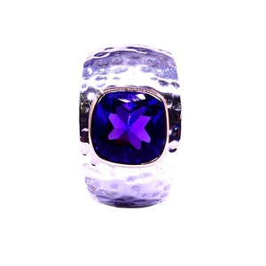 Texture Style Argent Sterling 925 Charme Bijoux À La Mode Fournisseur En Gros Améthyste Gemme Anneaux Unisexe - Product Image 3