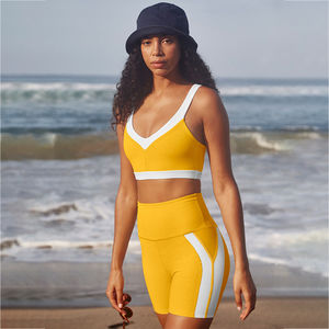 2025 Yoga corto Mujer cintura alta Fitness entrenamiento Algodón elástico pierna ancha Flare Leggings deportes medias pantalones con bolsillos - Product Image 5