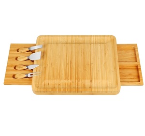 Juego de tabla de queso y cuchillos de bambú, juego de Tablas de charcutería grandes y plato de queso, regalos únicos para calentar la casa, acero inoxidable - Product Image 4