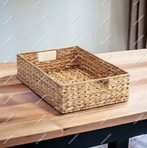 Panier en osier de jacinthe d'eau écologique fait à la main poignées intégrées panier de rangement de salon organisateur de rangement de blanchisserie - Product Image 5