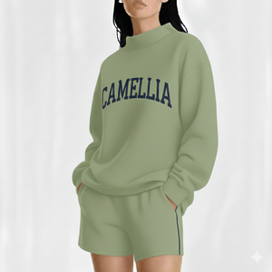 Oversized <b>Long</b> Women Knitted Mockneck Pullover Casual Winter Loose Fit Front Logo Street Fashion <b>Top</b> for Cozy Everyday Style - Product Image 1