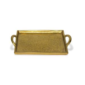 Plateau de service unique en métal aluminium design avec finition or idéal pour la décoration de la maison, l'affichage et les cadeaux de table centrale - Product Image 1