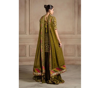 Colección Mehndi Garara Chiffon de 3 piezas cosidas para bodas, Diwali y fiestas - Product Image 2