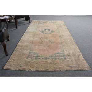 Tapis Vintage Large 4.1X11 pieds Beige Bleu Patchwork Laine Latex Style Turc Couloir Rectangulaire Abstrait Chambre Seagrass Fourrure - Product Image 5