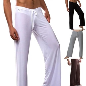 Pantalons de yoga pour hommes, pantalons de course à pied, printemps été, pantalons de survêtement en soie glacée, pantalons de yoga de fitness décontractés, pantalons à cordon de serrage unis pour hommes - Product Image 5