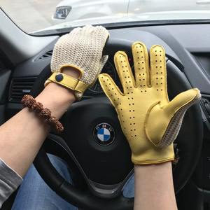 Manoplas de motocicleta Retro para hombre, guantes de cuero de verano a la moda, refrigeración transpirable de ganchillo para gimnasio, deportes, actividades al aire libre - Product Image 2