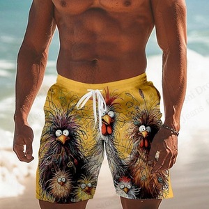 Funny Animal Chicken 3D Cordón Swim Board Shorts Beach Short Hombres Tronco Traje de baño Sport Pant Shorts - Product Image 5