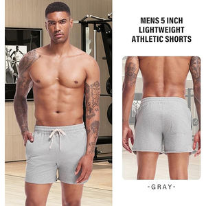 Shorts en molleton pour homme, coupe décontractée, 100% coton, taille élastique, confort décontracté, léger, durable, uni - Product Image 5