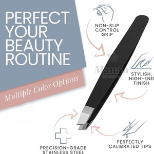 Pinzas Profesionales de Acero Inoxidable con Punta Inclinada para Depilación Facial, Pinzas de Belleza de Alta Calidad, Duraderas para Cejas - Product Image 3