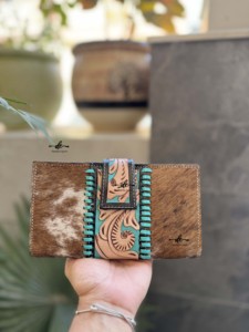 หนังวัวแท้หนังมือเครื่องมือแกะสลักคลัทช์เคสโทรศัพท์ลายตะวันตกกระเป๋าสตางค์มีสไตล์หลายใช้กระเป๋าสตางค์ออกแบบ - Product Image 2