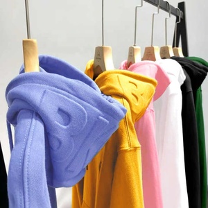 Luxury Heavy Weight 100% Cotton Oversized <b>Hoodie</b> Premium Embossed 3D Design Custom Logo Winter Flannel Blank <b>Hoodie</b> Solid - Product Image 3