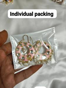 Pendientes tradicionales indios hechos a mano de Metal Meenakari Jhumka con perla de imitación Kundan piedra multicolor imitación regalo de Navidad - Product Image 5