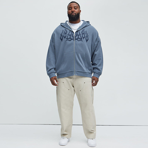 Suministro a granel de Sudadera con capucha de lavado ácido desgastado con diamantes de imitación Vintage de gran tamaño para hombre Sudadera con cremallera Streetwear estilo chaqueta con capucha - Product Image 2