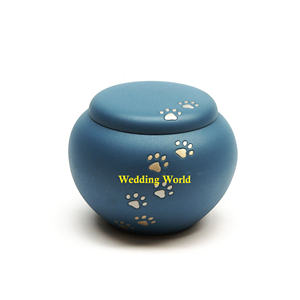 Métal Blanc Pet Crémation Urnes Classique Conception À La Main De Luxe En Gros Fournitures Funéraires Urne Ronde Forme Inepsnmive New Pet Urnes - Product Image 4