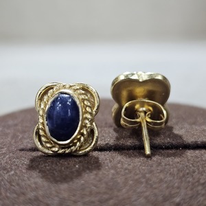 Pendientes clásicos hechos a mano de diseñador de piedras preciosas de Jade azul de Plata de Ley 925 chapados en oro de excelente calidad - Product Image 2