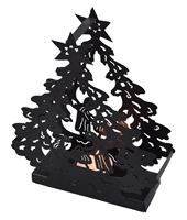 IHA Hut Tree Metal Handicraft Tea Light Holder Black Long Luxury Heart Christmas Decorations Base Tabletop Medium Pillar Bulk