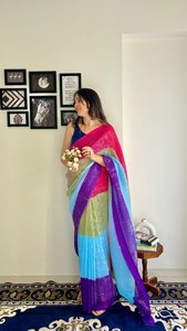 Bollywood Designer Saree con Heavy Sequence Work Crush Shaded Goergette y Crush Blusa para festivales de bodas - Product Image 2