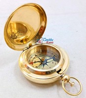 Brújula de Bolsillo Marina Magnética Moderna, Náutica, de Latón Chapado en Oro, Hecha a Mano, de Alta Calidad, con Botón de Presión Estilo Londres, Grabable