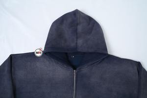 Ropa de calle de alta calidad, sudaderas con capucha desteñidas al sol lavadas con ácido vintage en blanco de lana de algodón personalizadas para mujer, de punto - Product Image 5