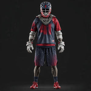 Uniforme de lacrosse à col en V, nom de l'équipe imprimé, costume de lacrosse de haute qualité, ensemble de maillot et short de sport de lacrosse - Product Image 6