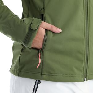 Chaquetas Softshell OEM para mujer, prendas de vestir exteriores transpirables y flexibles resistentes al agua con cierre de cremallera y marca personalizada - Product Image 2