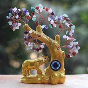 Árbol de Cristal con Piedras Curativas Naturales, Elefante, Ojo Turco, Vastu, Feng Shui, Adorno Decorativo para el Hogar y la Oficina - Product Image 1