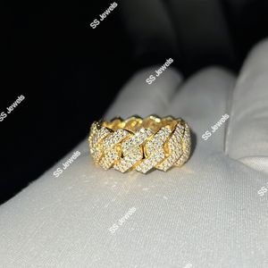 Anillo de Boda de Oro Sólido de 10K con Diamante VVS CVD de Corte Brillante, Estilo Cubano para Hombre, Unisex, Moderno, Cultivado en Laboratorio, Estilo Hip Hop - Product Image 3