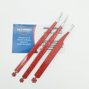 Pinzas para extensión de pestañas de acero inoxidable con diseño de corazón, recubrimiento en polvo negro, pinzas para pestañas con punta de fibra puntiaguda sostenible - Product Image 4