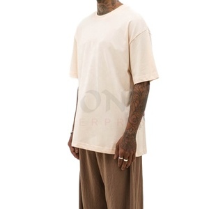 Camiseta Oversize para Hombre 2026 al por Mayor, Lisa, Teñida, Estilo Urbano Hip Hop, Lavado a la Piedra, 100% Algodón Transpirable, Personalizable - Product Image 1