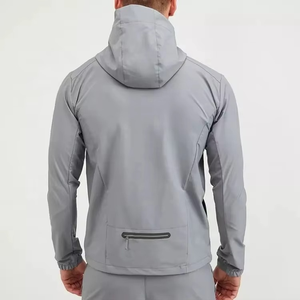Vêtements de sport personnalisés entraînement haute qualité 100% polyester sec rapide coupe-vent fermeture éclair complète hommes capuche raglan veste de sport - Product Image 2