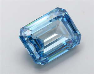 Diamant exclusif de 12.58 ct taille émeraude bleu vif de couleur fantaisie cultivé en laboratoire pour des bijoux personnalisés certifiés par IGI - Product Image 2