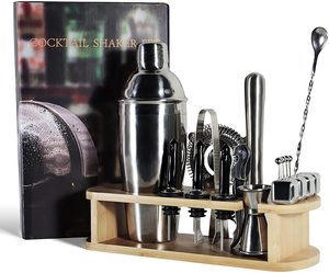 King International 11PCS Stand Base de madera de pino Embalaje de alta calidad para el hogar Bar Set Bartender Kit - Product Image 1