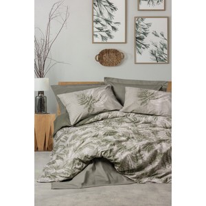 Parure de lit double 4 pièces en coton 3D motif feuille kaki, taille Queen, en tissu polaire avec rembourrage en polyester pour la maison, les mariages, les hôpitaux et les hôtels - Product Image 1