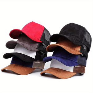 Custom Outdoor Sun Protection Sport Adjustable 5 Panel Trucker Hats Breathable <b>Net</b> Men Women Two Tone Suede <b>Mesh</b> Baseball Cap - Product Image 6