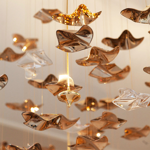 Luminaire de salle à manger moderne en forme de grande <span class=keywords><strong>fleur</strong></span> LED pour plafond en verre, lampe pour villa, salon, escalier personnalisé - Product Image 4