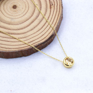 สร้อยคอชุบทองสเตอร์ลิง925ชุดฝาอัญมณีรูปซิทรีนธรรมชาติของขวัญแต่งงานที่สมบูรณ์แบบทันสมัย - Product Image 3