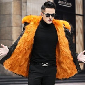 Automne hiver hommes élégant Biker vestes capuche détachable véritable peau de mouton cuir fausse fourrure doublure respirant chauffé tricoté - Product Image 5